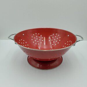 JCP Home Cooks Red Enamel Metal Colander JCPenney Large Red Pedestal Colander